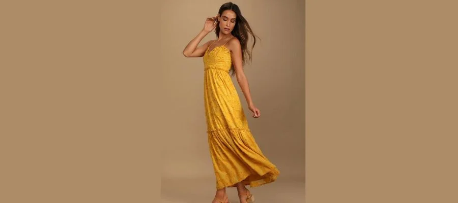 Lulus Yellow Floral Strapless Midi Dress