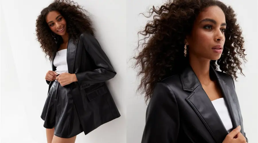 This black leather-look jacket is the perfect 