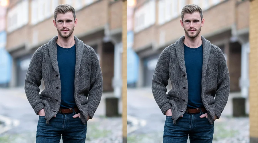  The extra fine Merino Shirt Collar Cardigan has an exquisite texture of premium 100% wool
