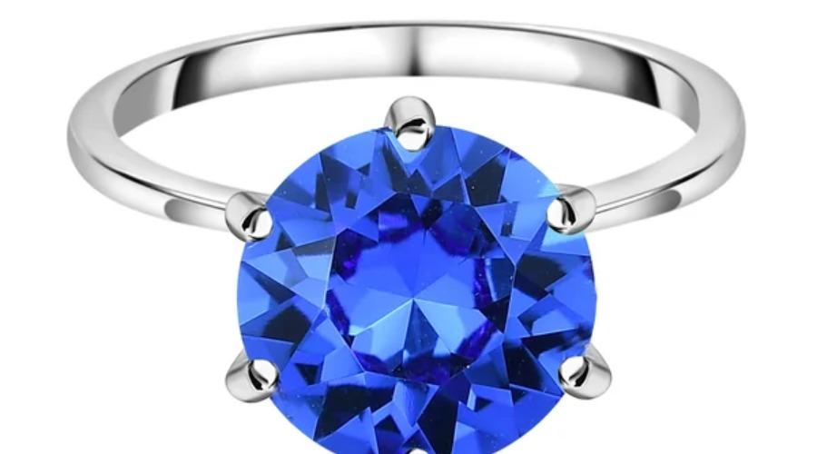 Sapphire Crystal Ring in Platinum Overlay Sterling Silver 3.13 ct