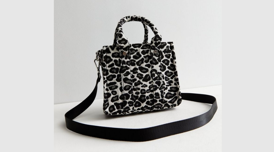Light Grey Leopard Jacquard Mini Tote Bag
