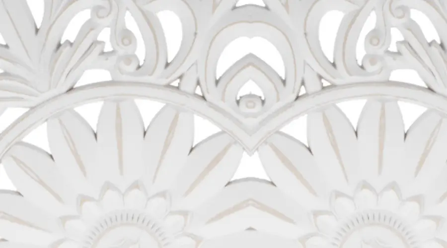 Carved round fretwork wall art - white