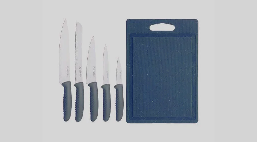 5 piece speckle knife set and chopping board