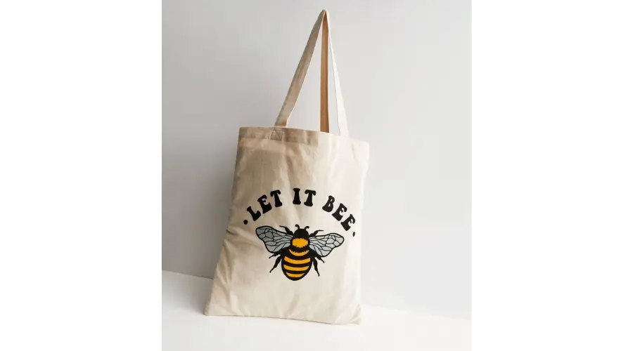 Cream Let It Bee Canvas Tote Bag