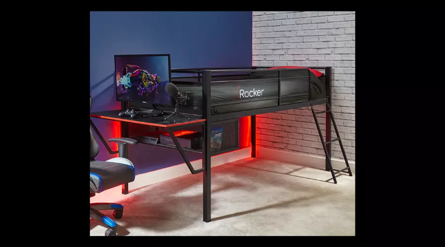 Sanctum mid sleeper bed and desk gaming by X Rocker