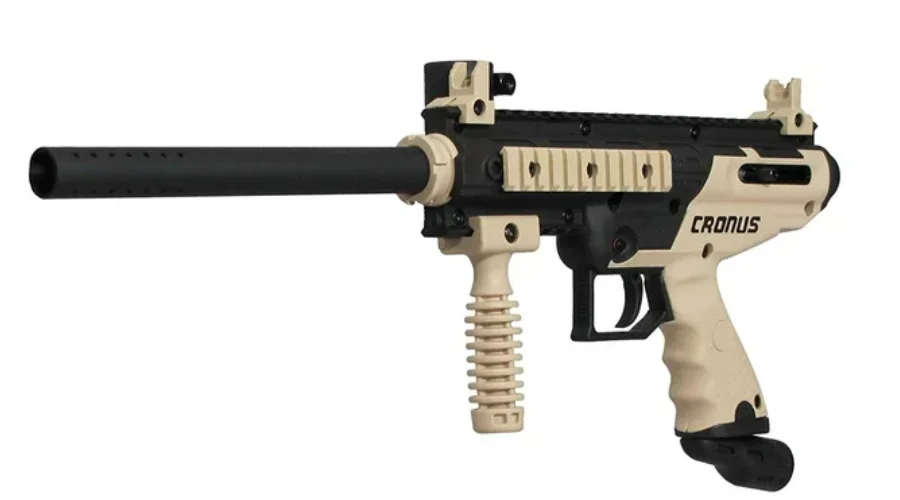 Tippmann cronus basic .68 caliber semi-auto paintball marker gun, black, and tan