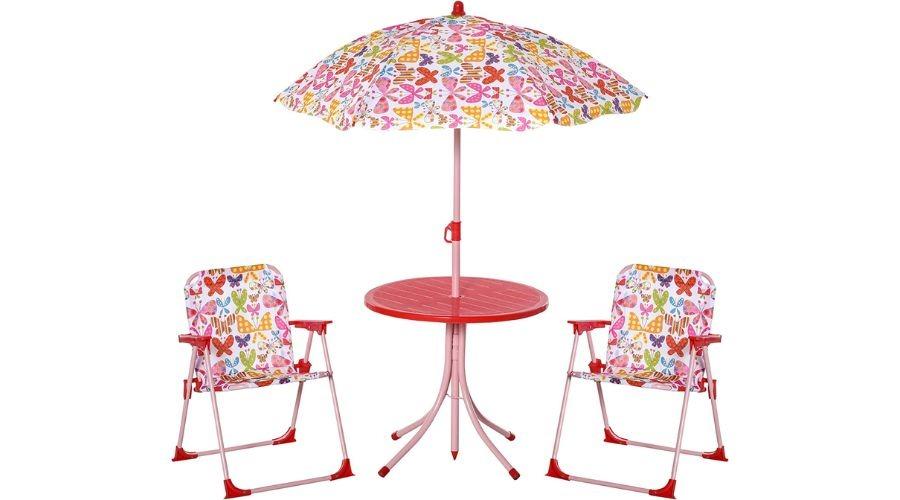 Kids Butterfly Pattern Table Chair Set for Garden - Pink