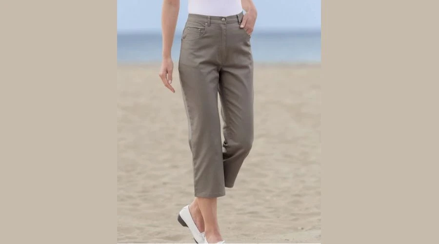 Ladies Cotton Stretch Cropped Trousers