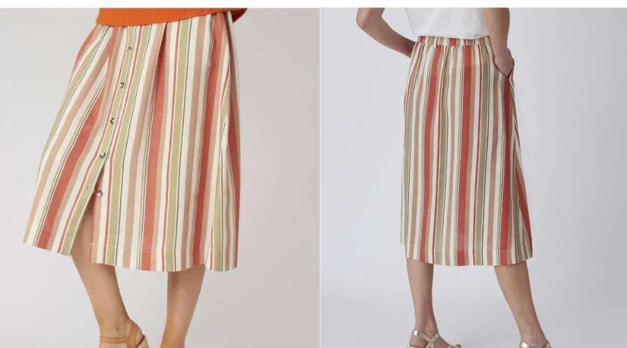 Linen Rich Stripe Skirt