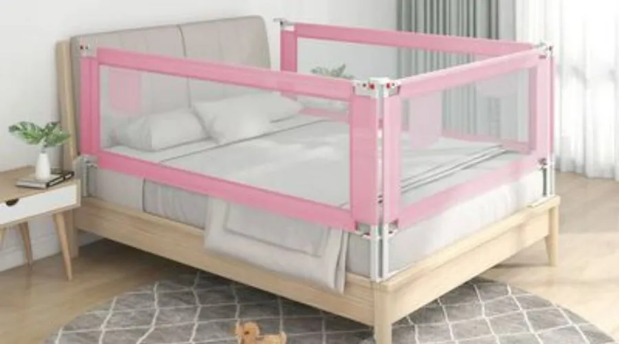 VidaXL Toddler Bed Rail 90x25 cm Pink Fabric