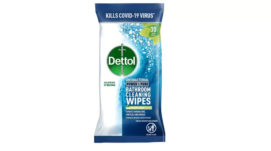 Dettol Antibacterial Power & Pure Bathroom Wipes, 30 Wipes
