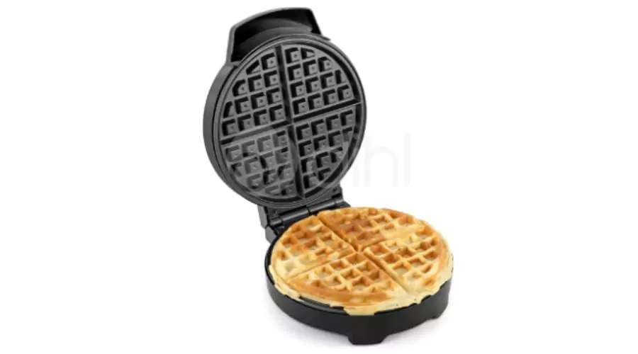 DIHL Waffle Maker Grill Non-Stick Round 4 Quarters Silver - Stainless Steel 