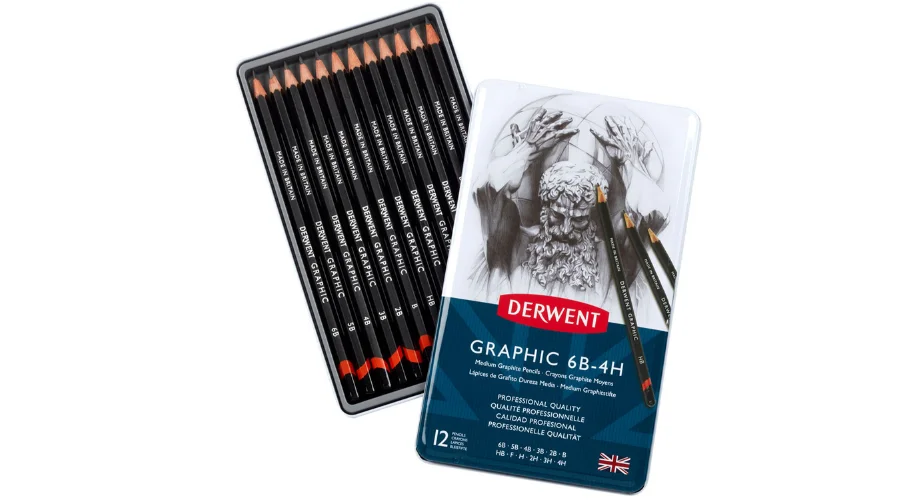 Pack of 12 Derwent Medium Graphite Pencils