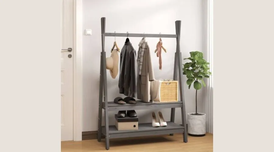 vidaXL Clothes Stand Gray 100x45.5x150 cm Solid Pine Wood