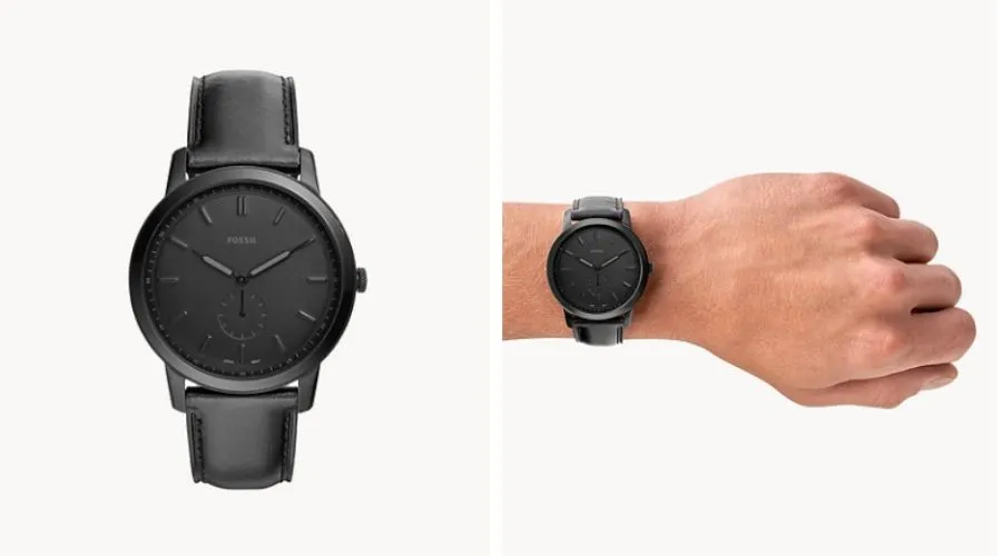 The Minimalist Two-Hand Black Leather Watch