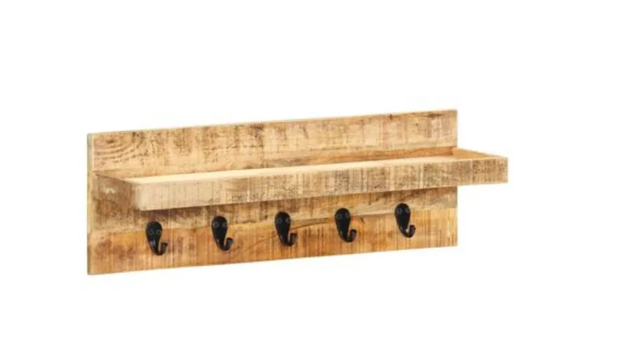 vidaXL Wall Coat Rack 60 x 15 x 20 cm Rough Mango Solid Wood