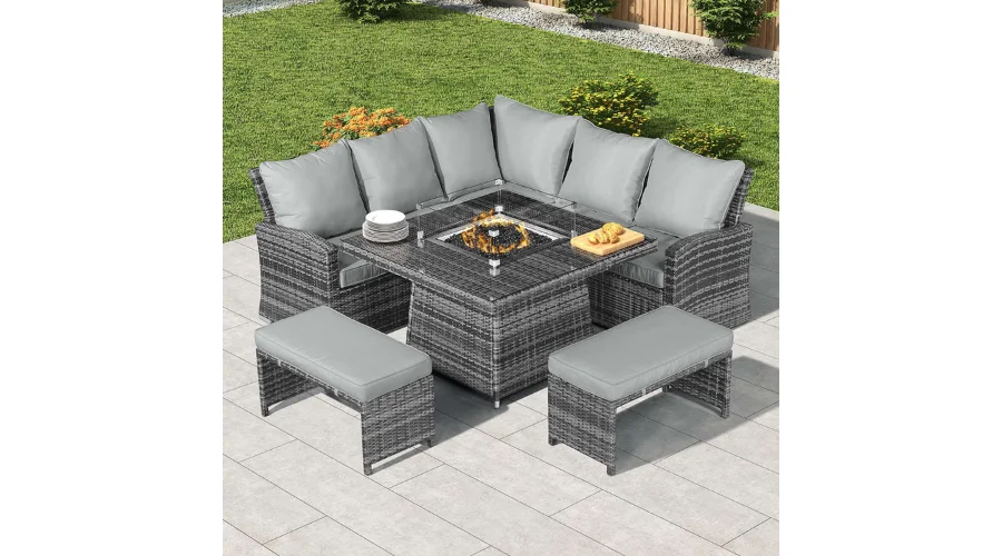 Cambridge Compact Patio Furniture Set with Fire Pit Table | neonpolice 