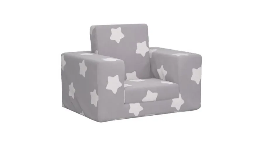VidaXL Children's Sofa Light Gray with Stars Soft Plush