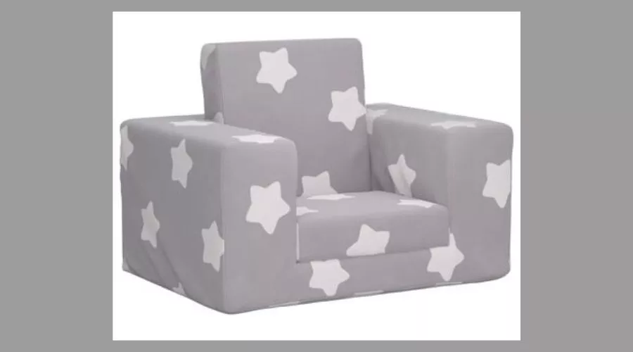 vidaXL Children's Sofa Light Gray with Stars Soft Plush