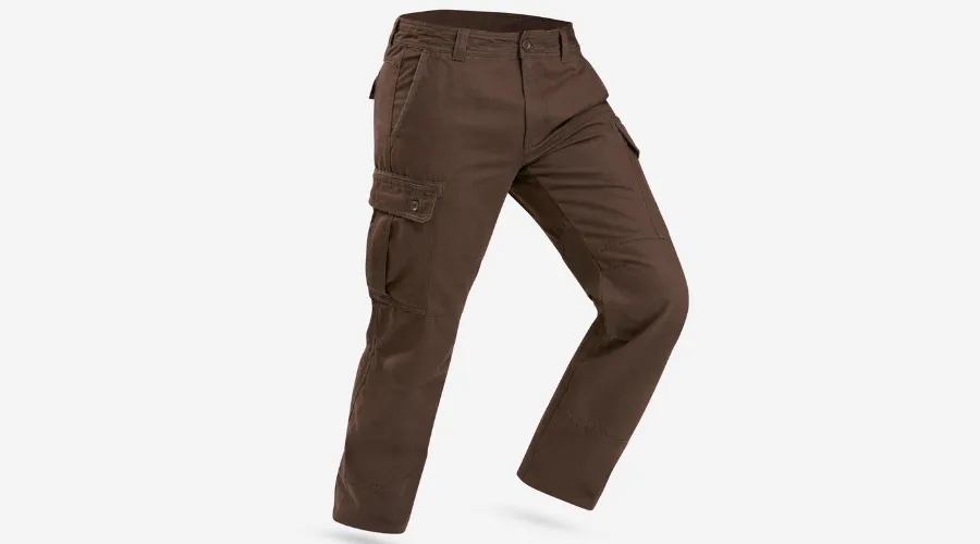 Travel Trekking Cargo Pants - Travel 100 Warm Men's Brown