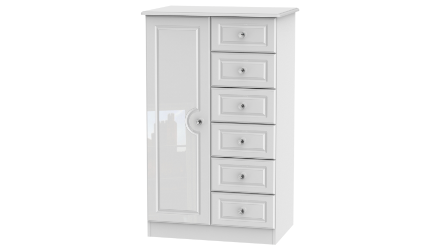 Balmoral White Gloss Child's Wardrobe with Crystal Effect Handles