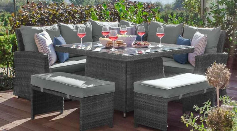 Cambridge Compact Patio Furniture Set with Fire Pit Table
