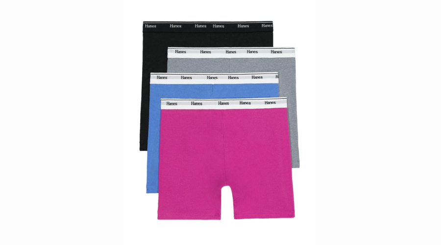 Hanes Originals Cotton Women's Mid-Thigh Boxer Brief Underwear, Breathable Stretch 4-Pack