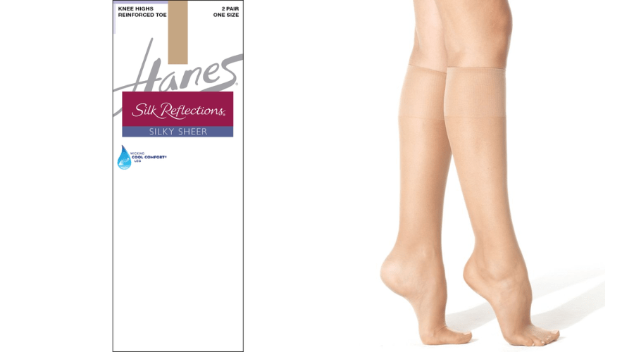 Hanes Silk Reflections Silky Sheer Knee Highs with Sheer Toe | Neonpolice