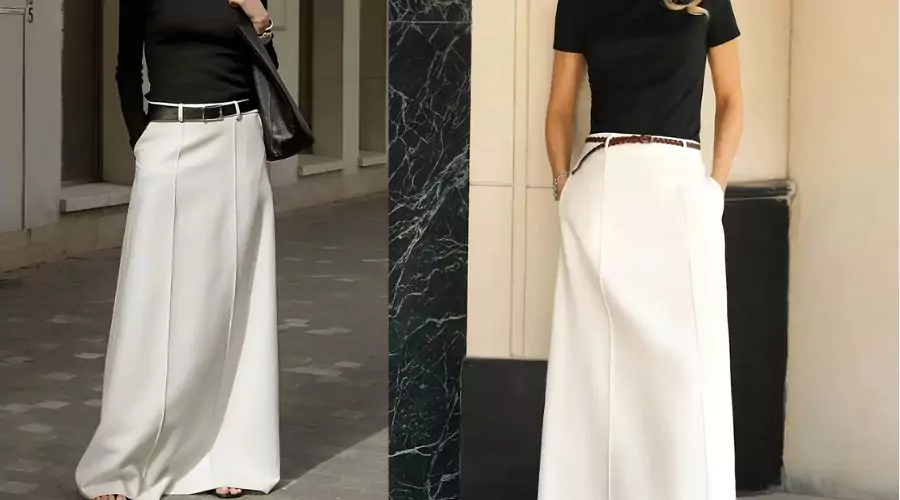 1pc Chic Solid Color A-Line Maxi Skirt for Women