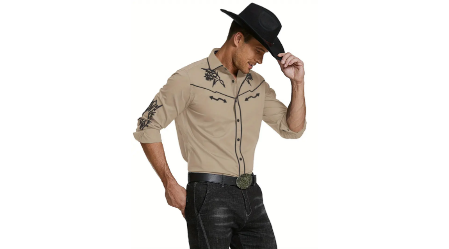 Men's Western Cowboy Shirt Embroidered 