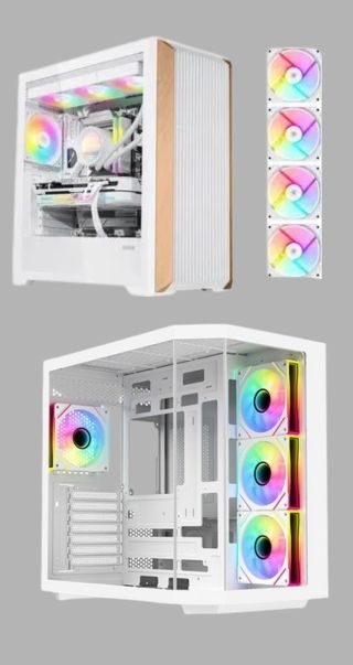 ARGB-N3-W White USB3.0Type-C Tempered Glass Dual Chamber Gaming Case