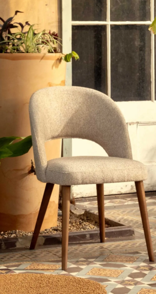 Pure Furniture Beck Beige Fabric Curved Dining Chair (1)