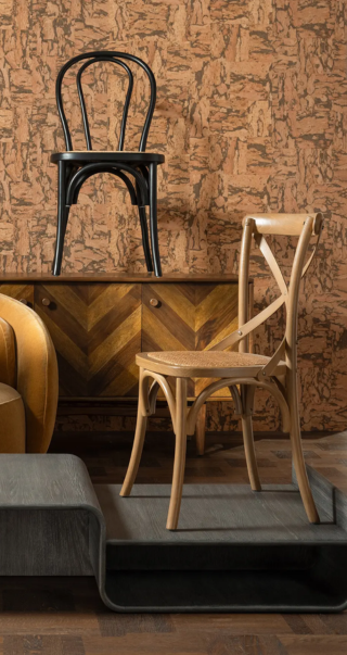 Reims Elm Wood Open Back Dining Chair with Rattan Seat (1)